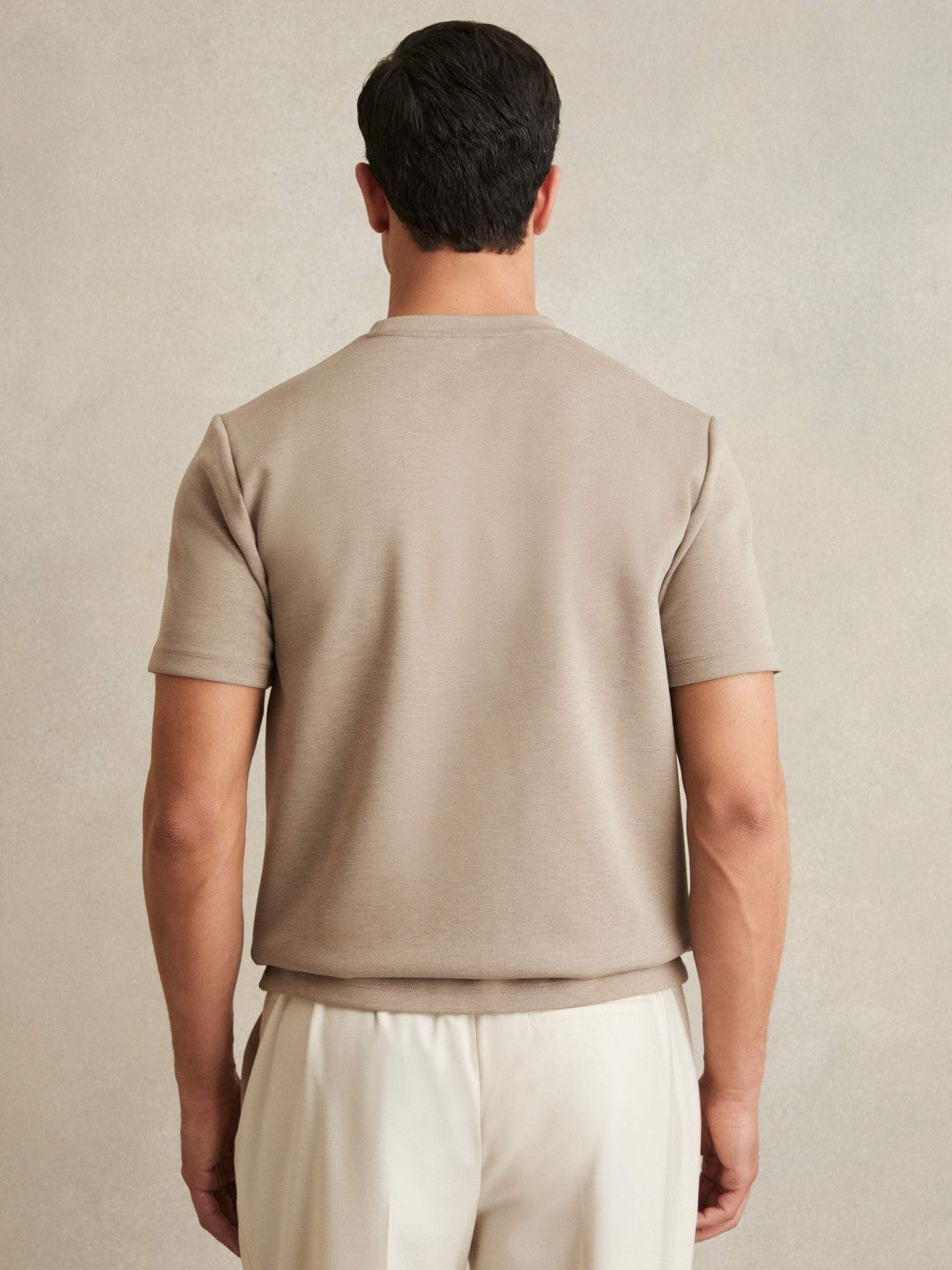 Men Interlock Jersey Crew Neck T-Shirt in Taupe Brown