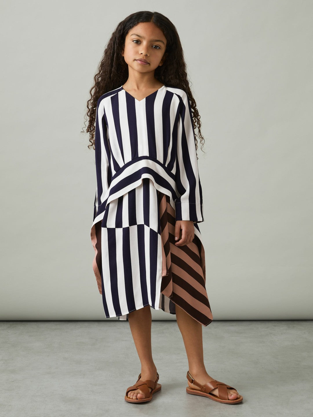 Children & Baby 4-9 yrs Stripe-Print Handkerchief Dress in Multi