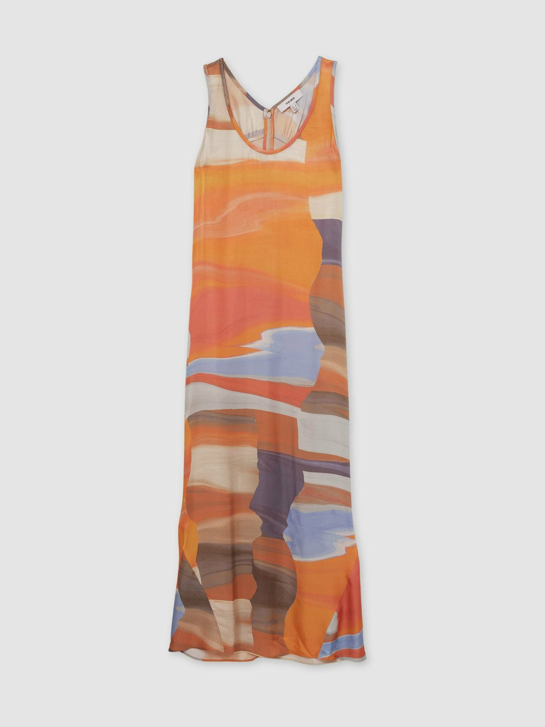 Women Sunset Print Sleeveless Slip Dress in Coral