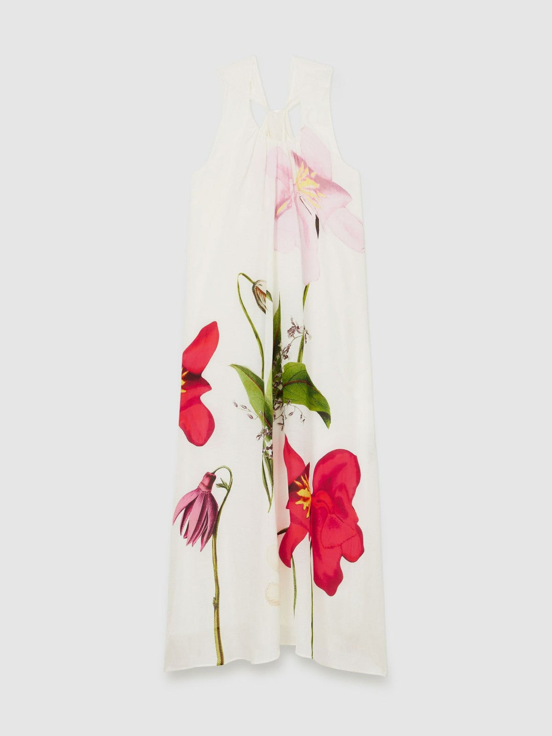 Women NYBG Floral Print Maxi Dress With Linen in Ivory