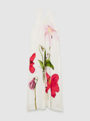 Women NYBG Floral Print Maxi Dress With Linen in Ivory