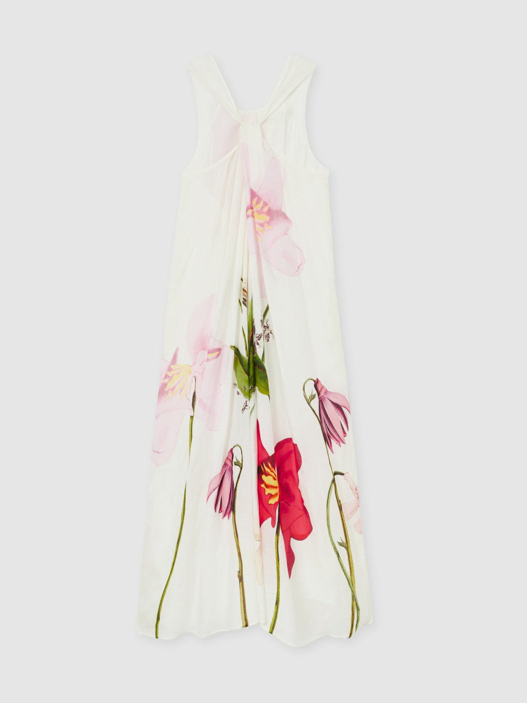 Women NYBG Floral Print Maxi Dress With Linen in Ivory