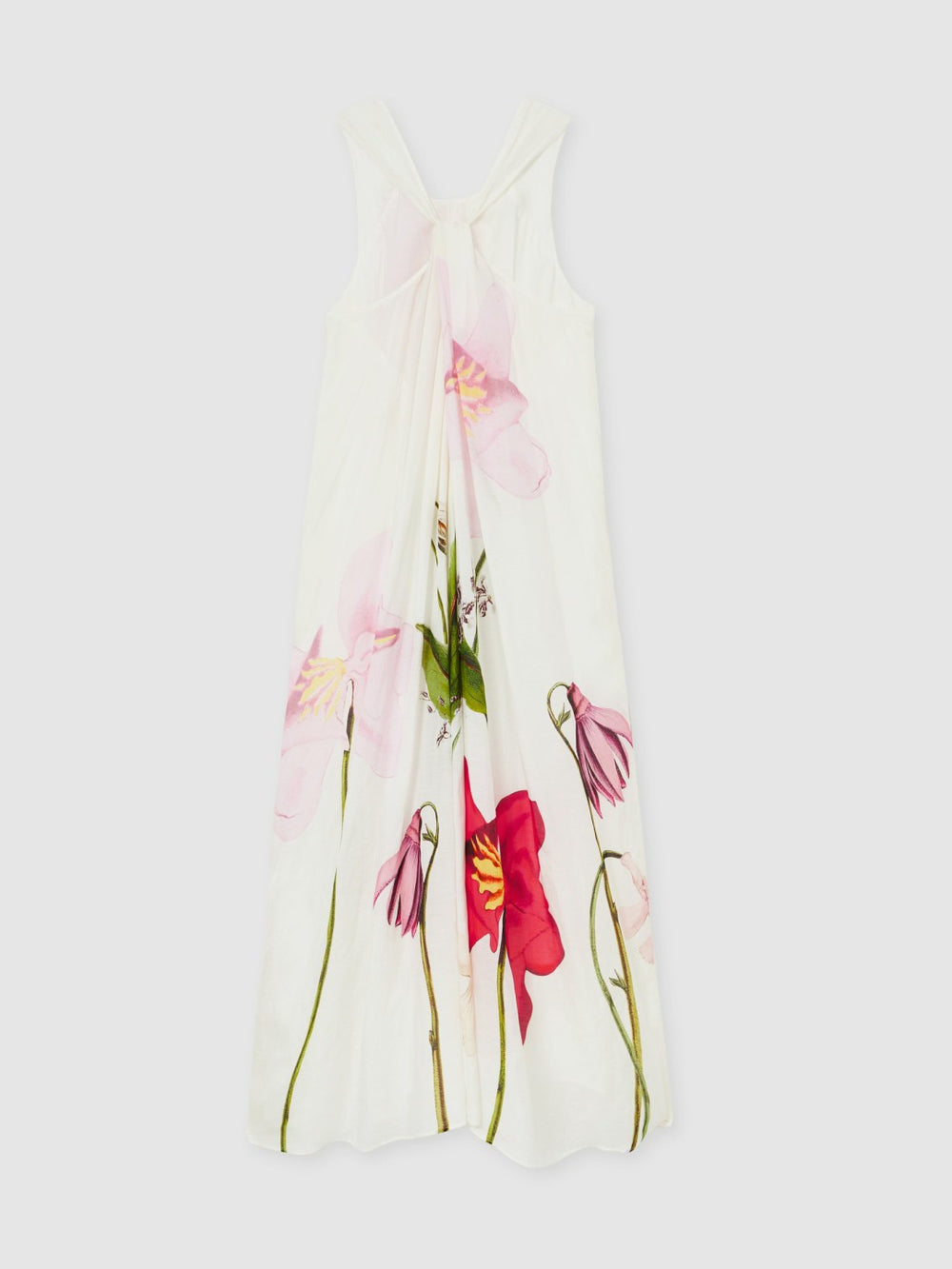 Women NYBG Floral Print Maxi Dress With Linen in Ivory