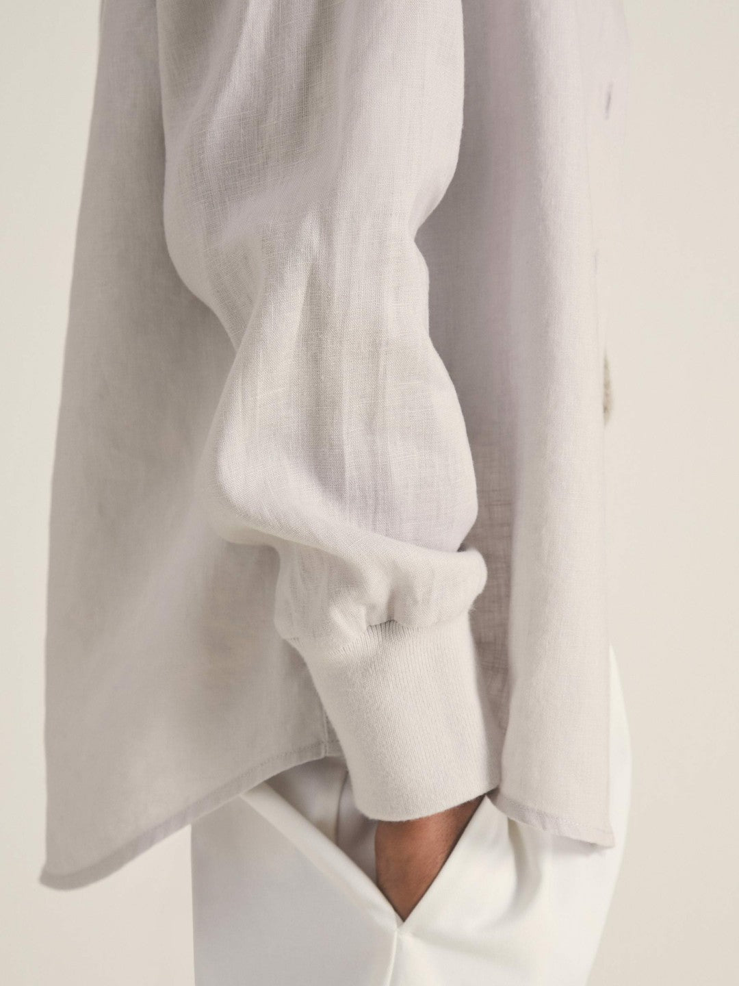 Women | Les 100 Ciels Linen Shirt in Soft Grey
