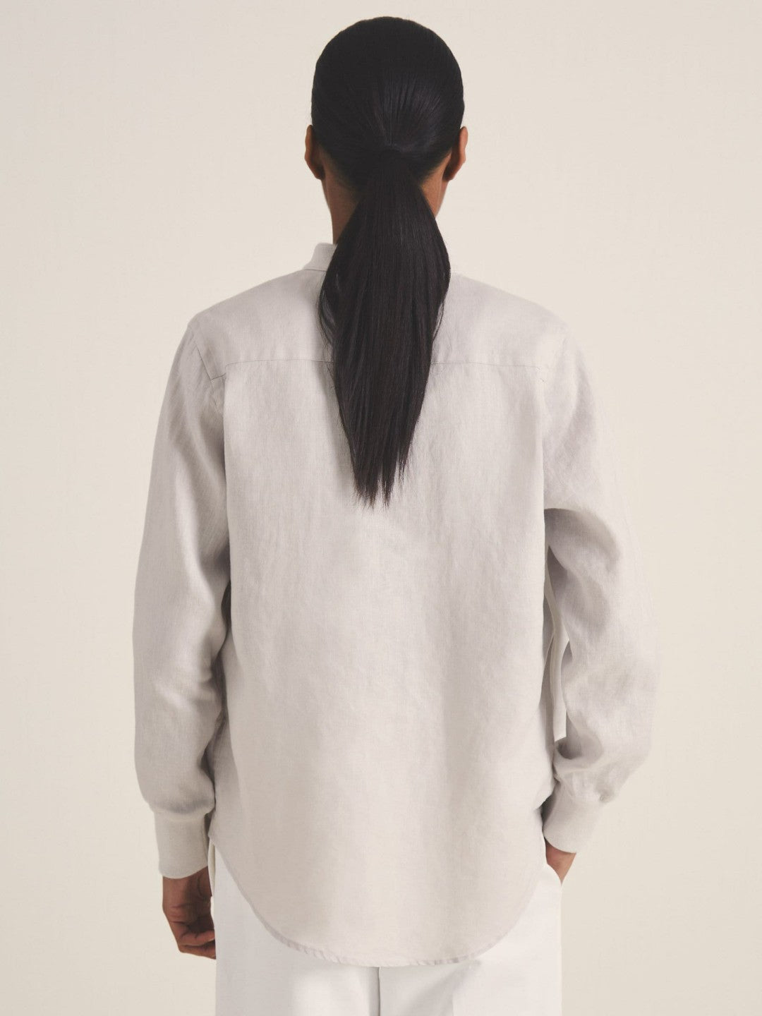 Women | Les 100 Ciels Linen Shirt in Soft Grey