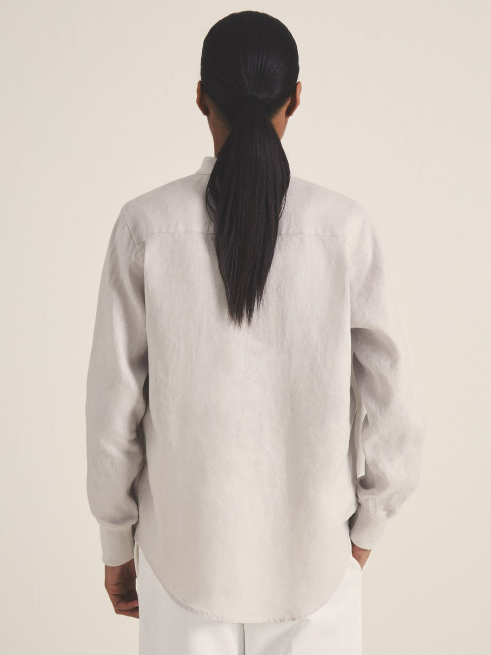 Women | Les 100 Ciels Linen Shirt in Soft Grey