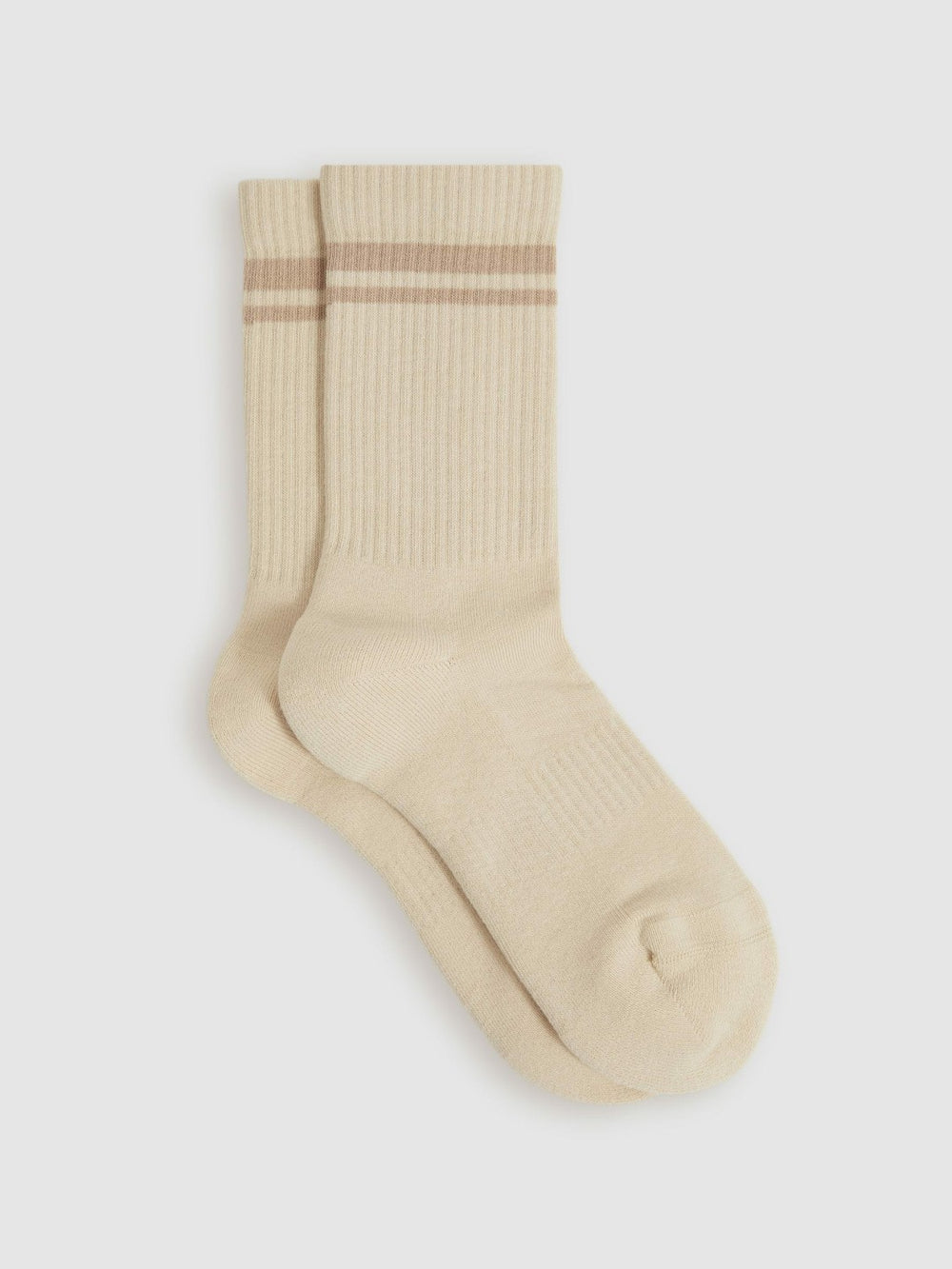 Women Cotton-Blend Striped Crew Socks in Cream