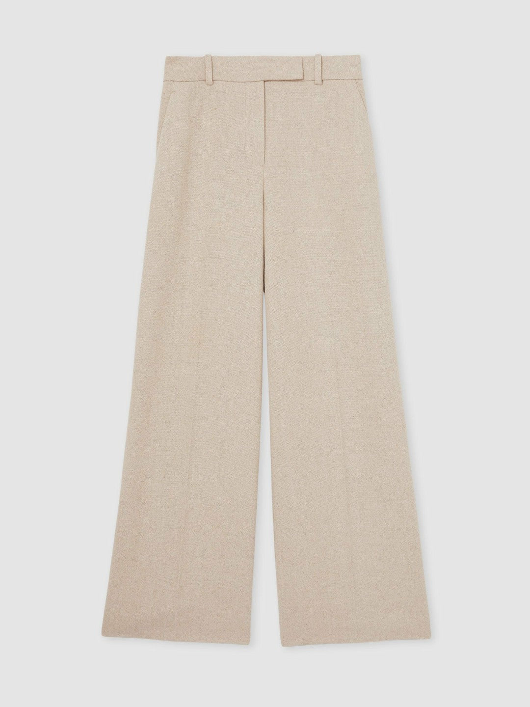Women Linen-Blend Wide-Leg Trousers in Neutral