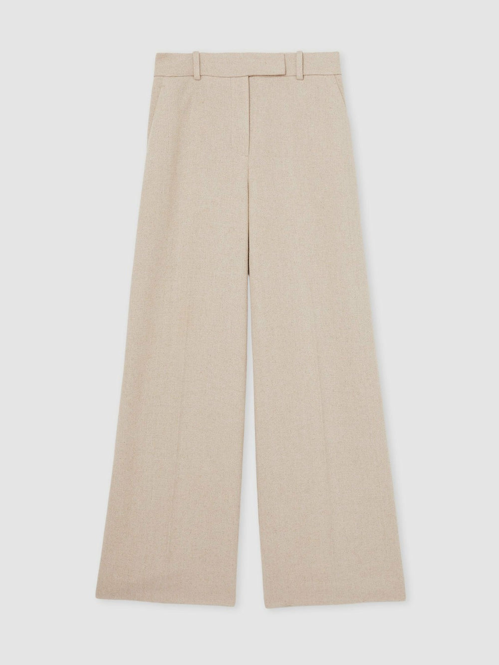 Women Linen-Blend Wide-Leg Trousers in Neutral