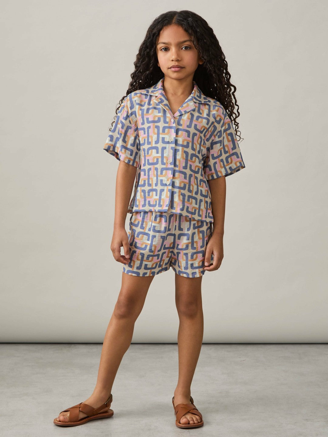 Children & Baby 13-14 yrs Geometric Chain Print Shorts in Multi