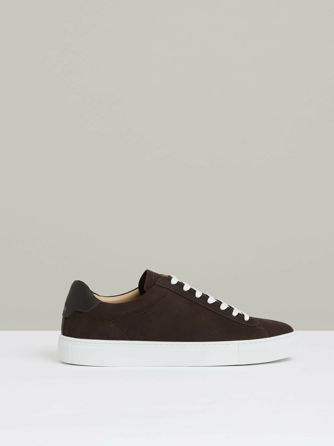 Men Nubuck-Leather Low-Top Trainers in Dark Chocolate Brown