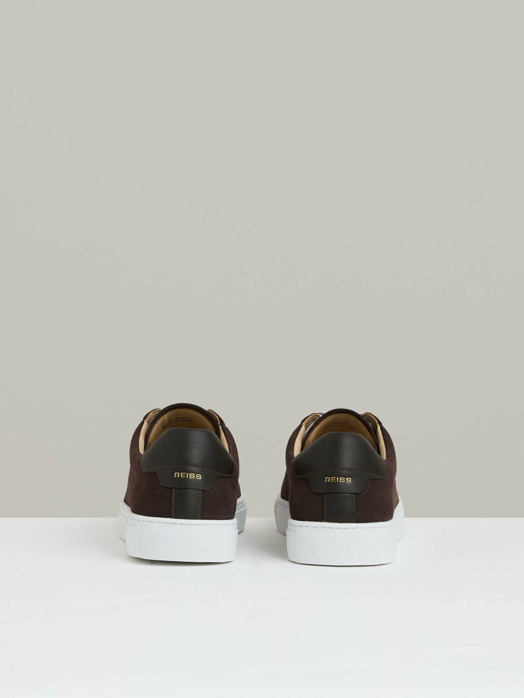 Men Nubuck-Leather Low-Top Trainers in Dark Chocolate Brown