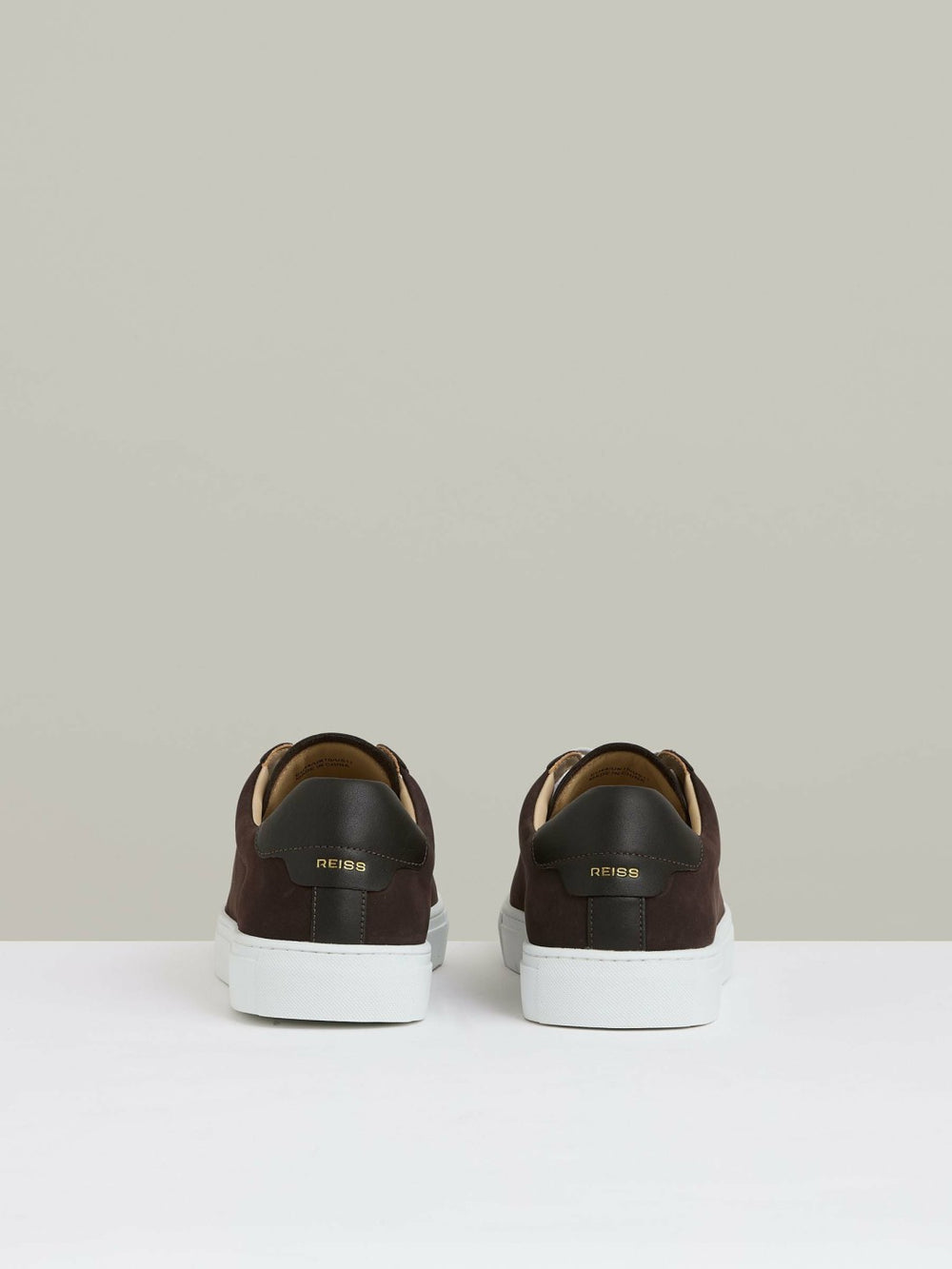 Men Nubuck-Leather Low-Top Trainers in Dark Chocolate Brown