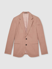 Men Single-Breasted Linen Suit Blazer Slim Fit in Rose Pink
