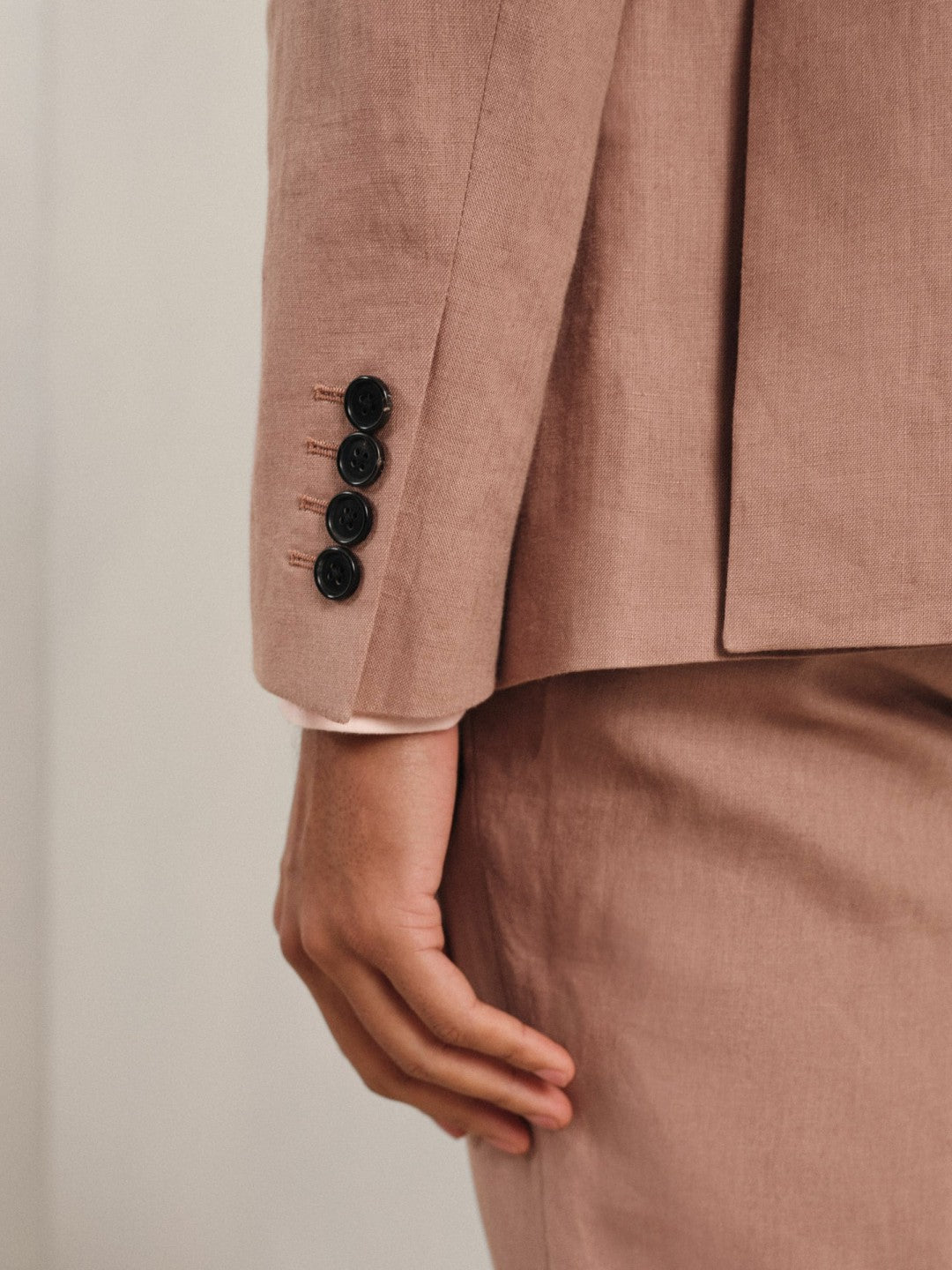 Men Single-Breasted Linen Suit Blazer Slim Fit in Rose Pink