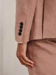 Men Single-Breasted Linen Suit Blazer Slim Fit in Rose Pink