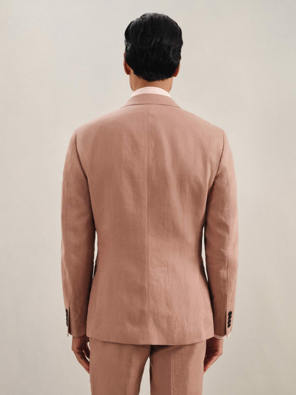 Men Single-Breasted Linen Suit Blazer Slim Fit in Rose Pink