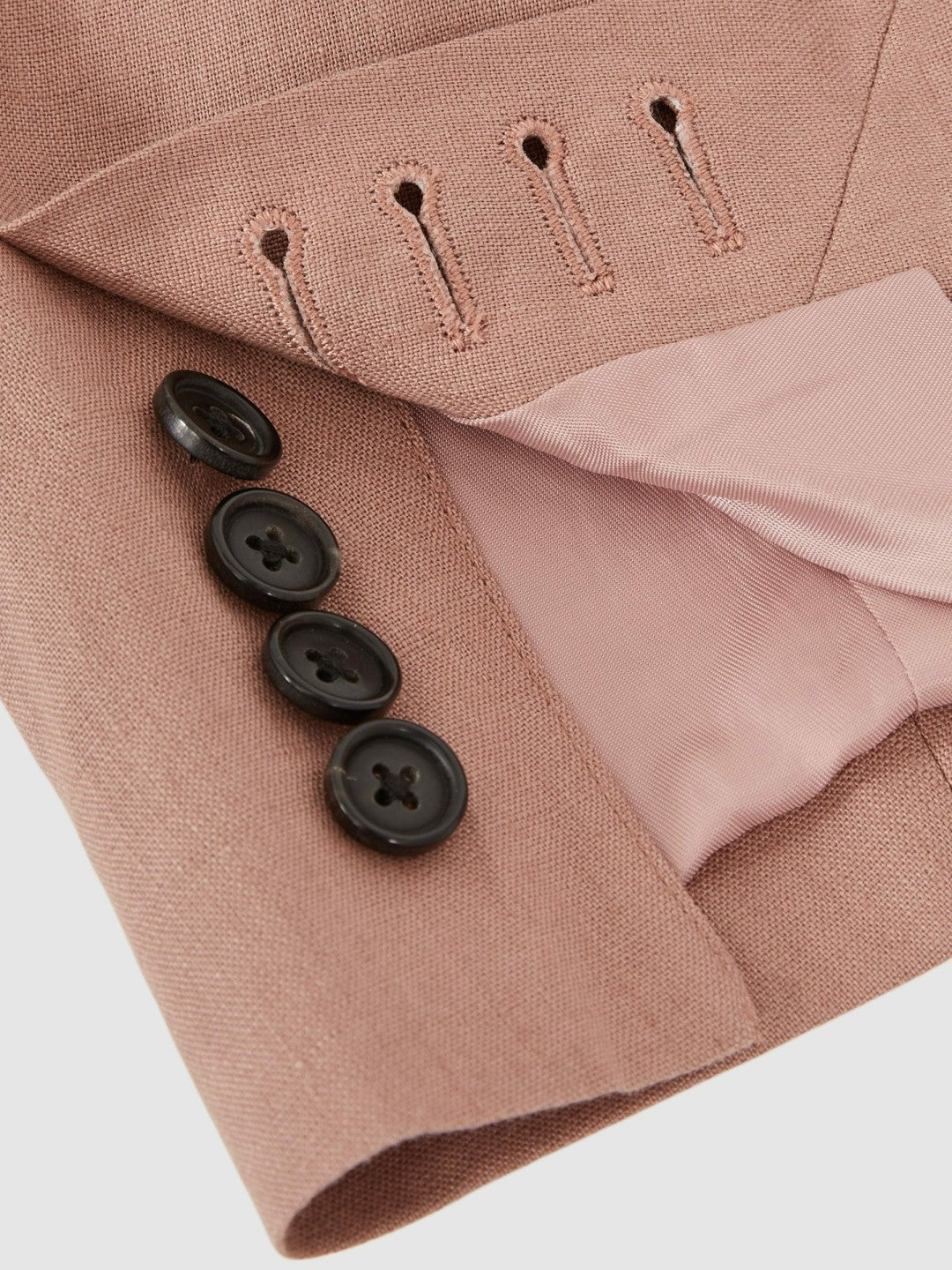 Men Single-Breasted Linen Suit Blazer Slim Fit in Rose Pink