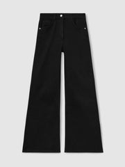 Women Petite Mid-Rise Flared Jeans in Black
