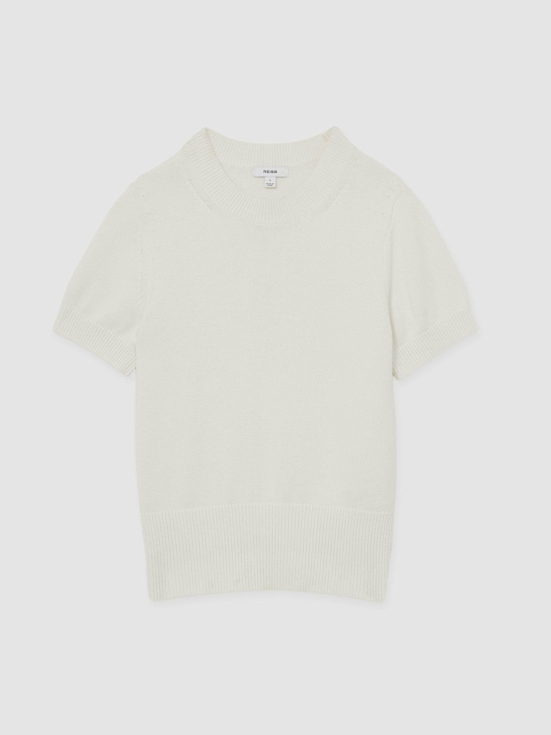Women Cotton And Wool Crew-Neck Top in Ivory