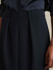 Women Tailored Midi Suit Skirt in Navy
