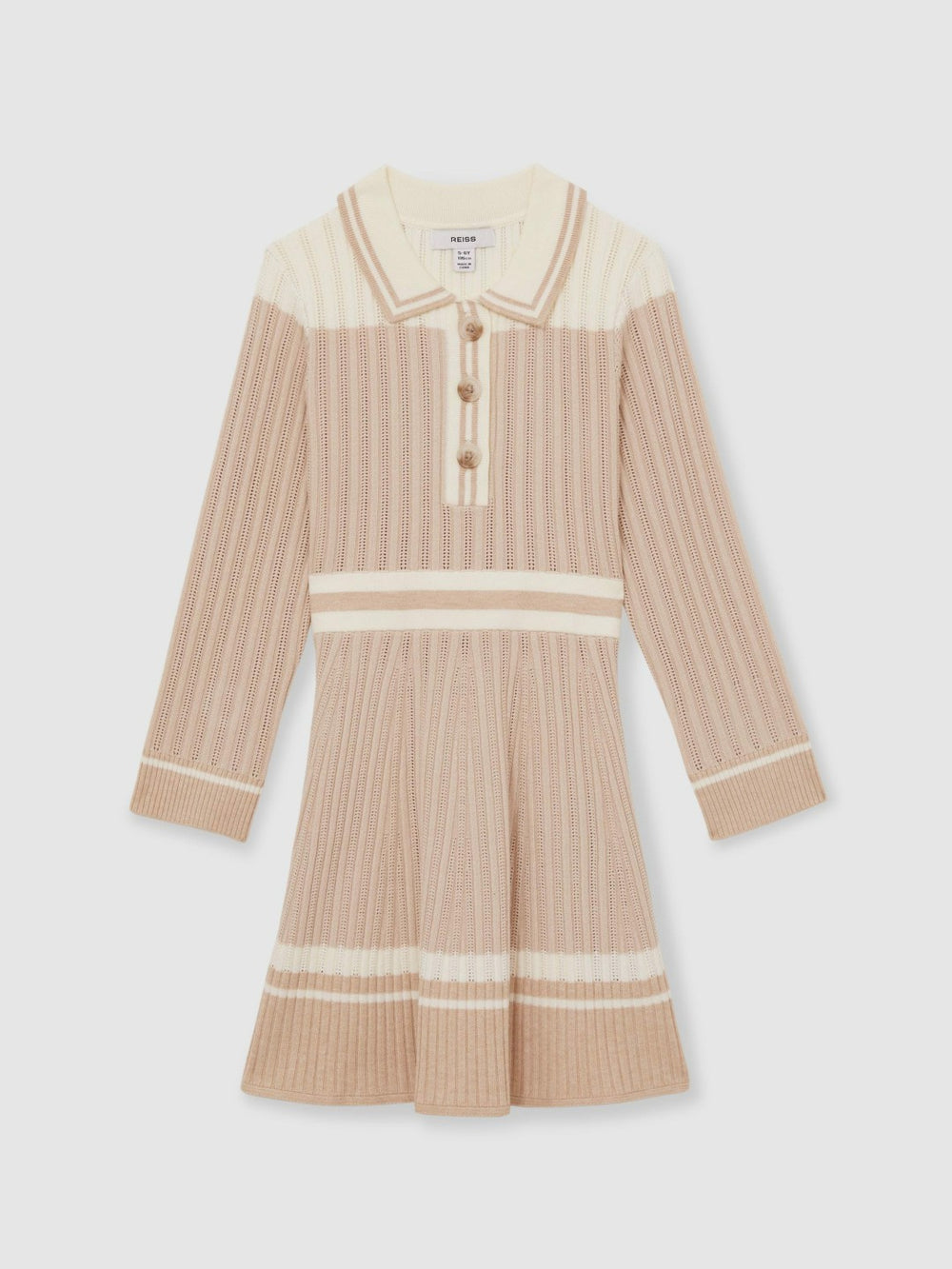 Children & Baby 4-9 yrs Rib-Knit Pointelle Flared Dress in Pale Pink