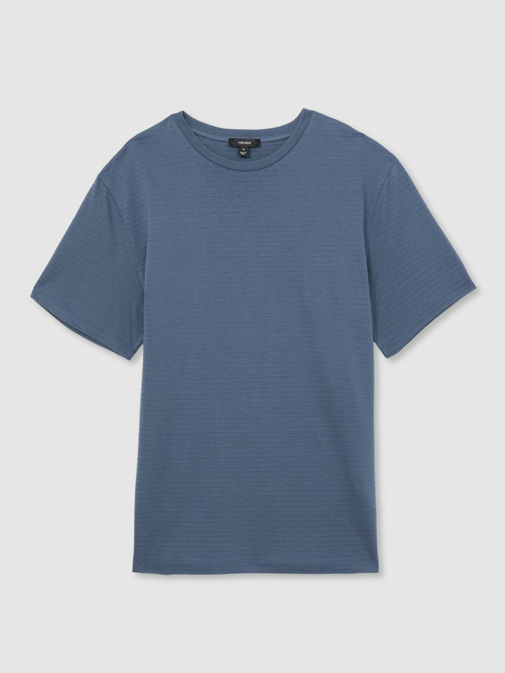 Men Mercerised-Cotton Ribbed T-Shirt in Airforce Blue