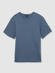 Men Mercerised-Cotton Ribbed T-Shirt in Airforce Blue