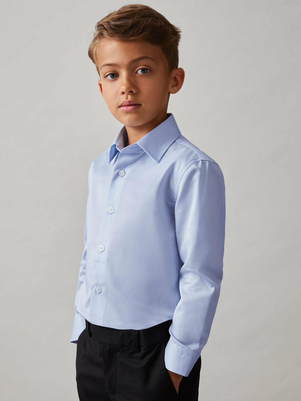 Children & Baby 9-13 yrs Slim-Fit Cotton Shirt in Soft Blue