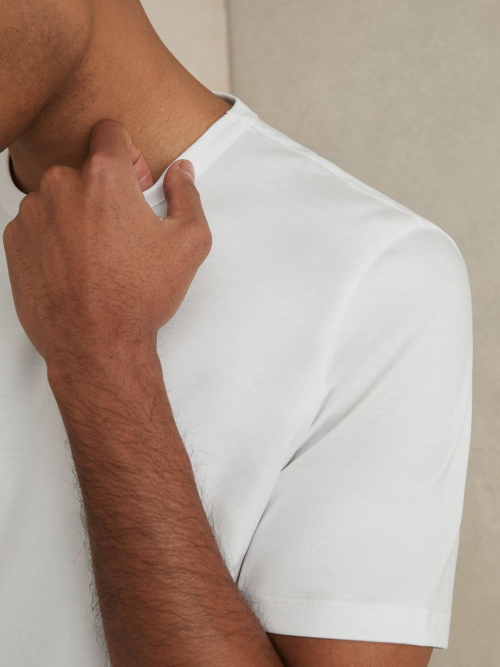 Men Mercerised-Cotton Crew-Neck T-Shirt in White
