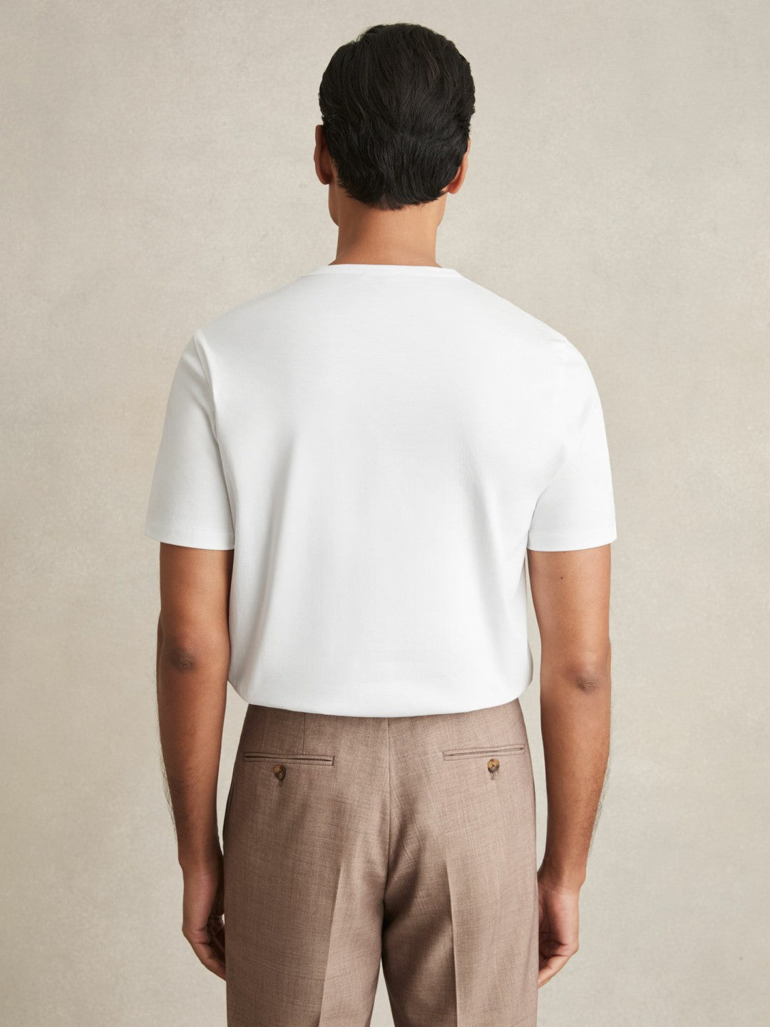 Men Mercerised-Cotton Crew-Neck T-Shirt in White