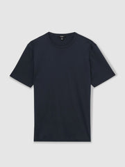 Men Mercerised-Cotton Crew-Neck T-Shirt in Navy
