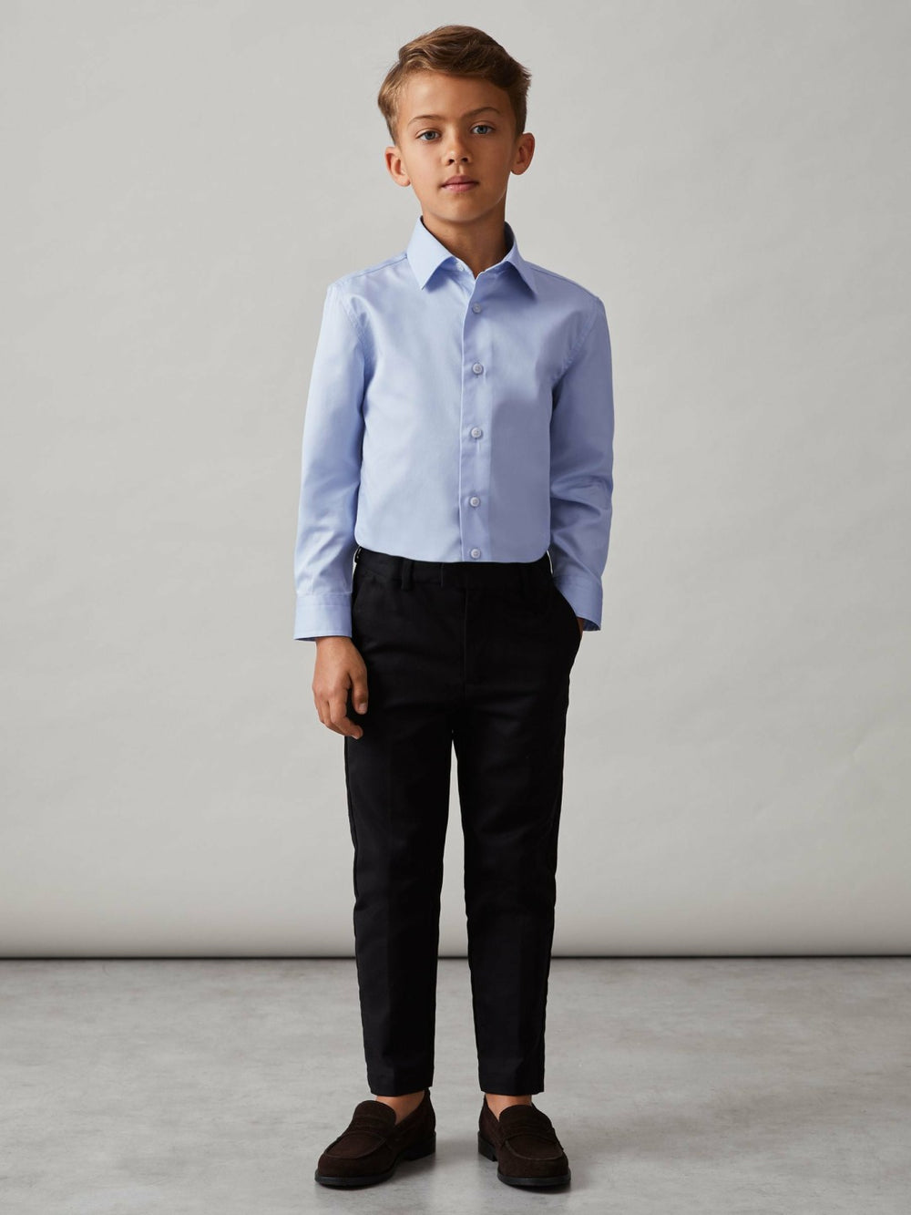 Children & Baby 3-9 yrs Slim-Fit Cotton Shirt in Soft Blue