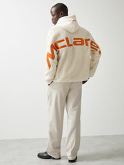 Men McLaren F1 Team Embroidered Fleece Jacket Unisex Fit in Off White