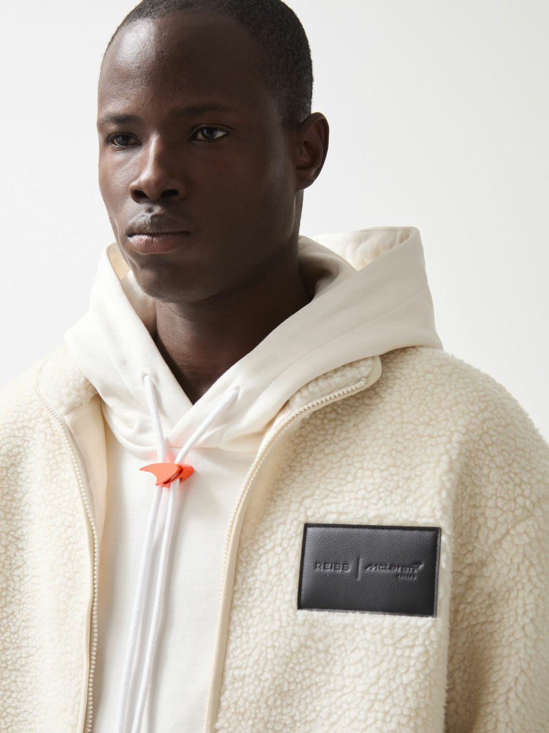 Men McLaren F1 Team Embroidered Fleece Jacket Unisex Fit in Off White
