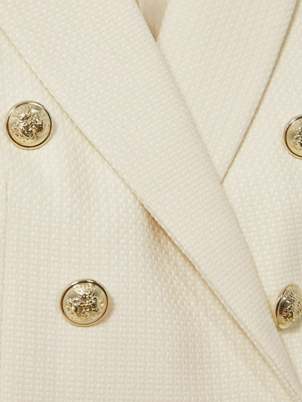 Women Tailored Fit Textured Double Breasted Blazer in White