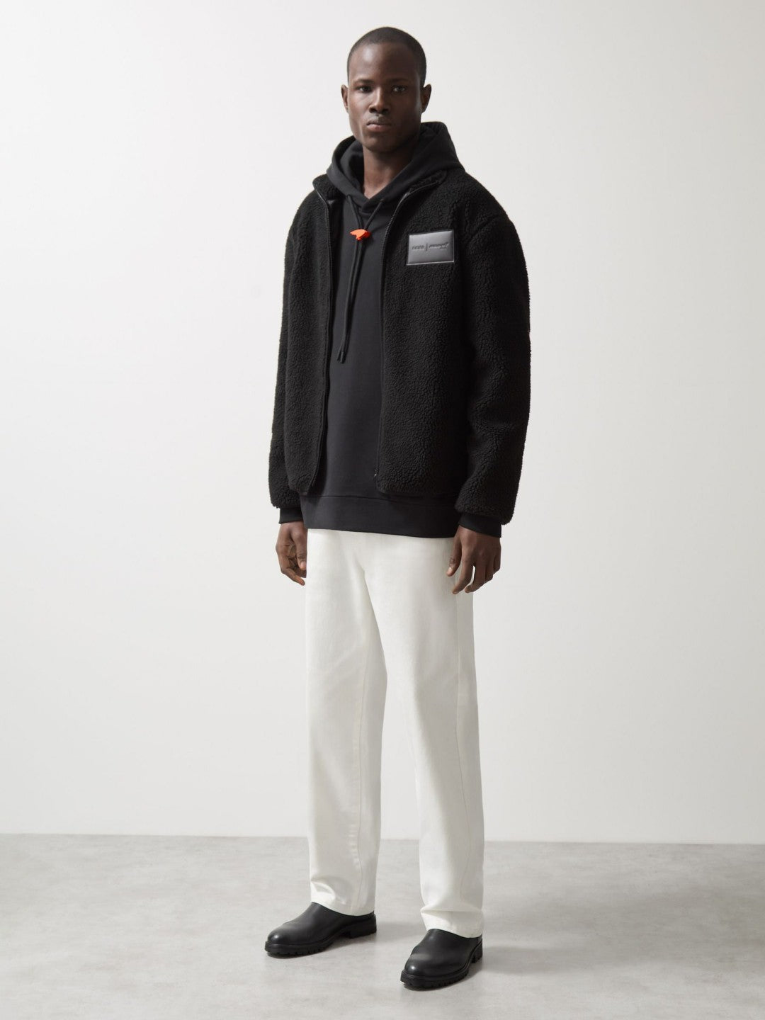 Men McLaren F1 Team Embroidered Fleece Jacket Unisex Fit in Black
