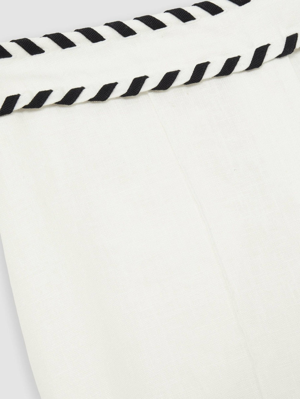 Women Petite Linen Wide-Leg Whipstitch Trousers in White