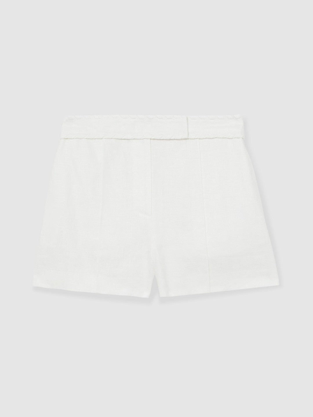 Women Linen Whipstitch Shorts in White