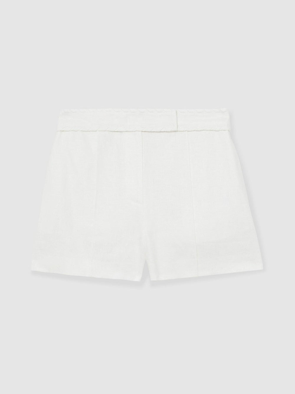 Women Linen Whipstitch Shorts in White