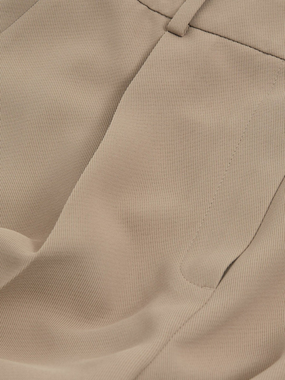 Women Elasticated-Waist Wide-Leg Twill Trousers in Mink Neutral