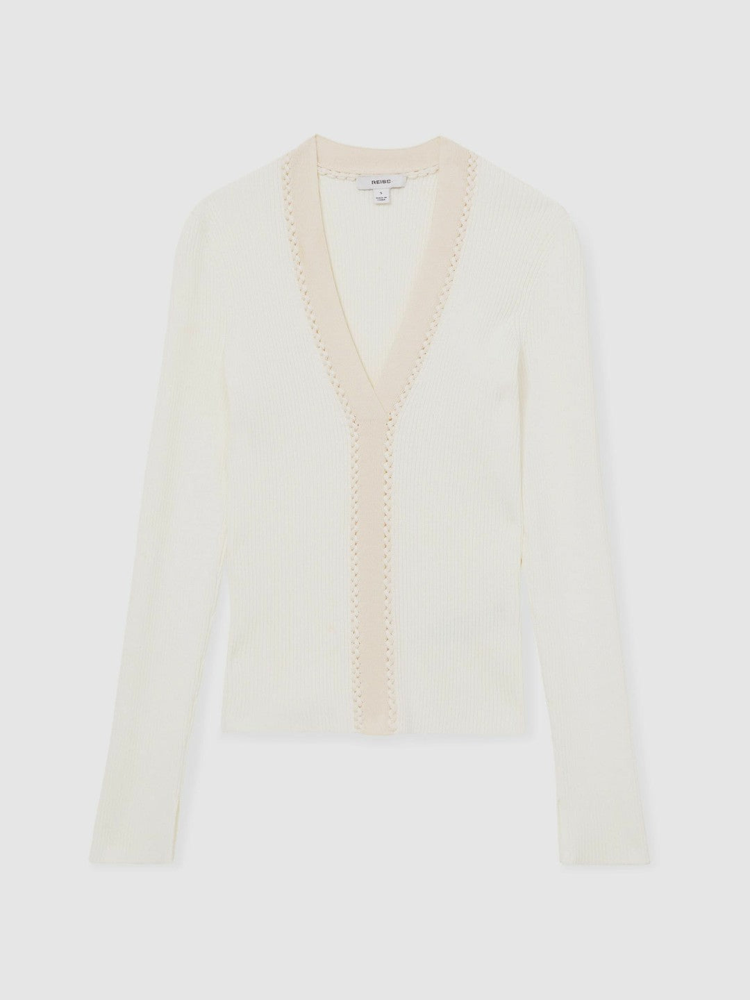 Women Craft-Stitch Rib-Knit Top in Ivory