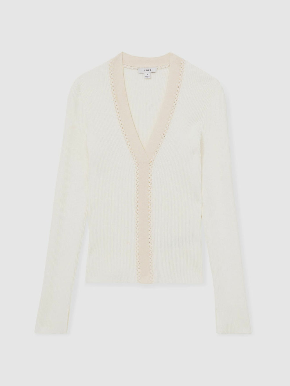 Women Craft-Stitch Rib-Knit Top in Ivory