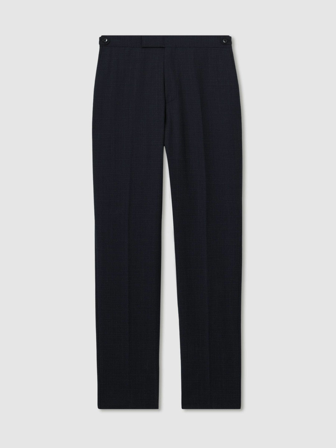 Men Slim-Fit Wool-Blend Textured Tailored Trousers in Navy