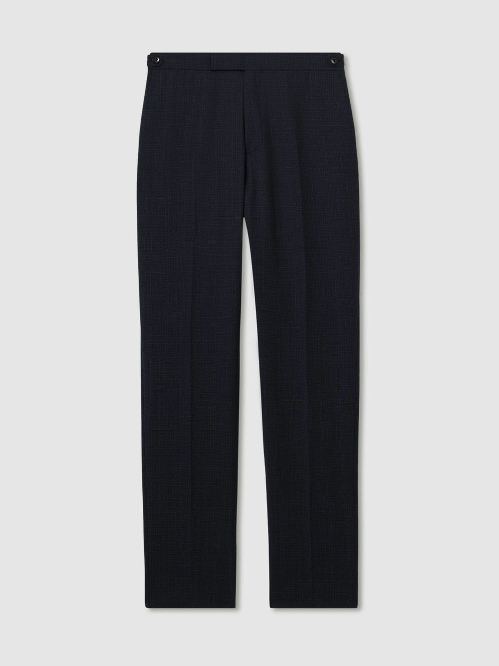 Men Slim-Fit Wool-Blend Textured Tailored Trousers in Navy