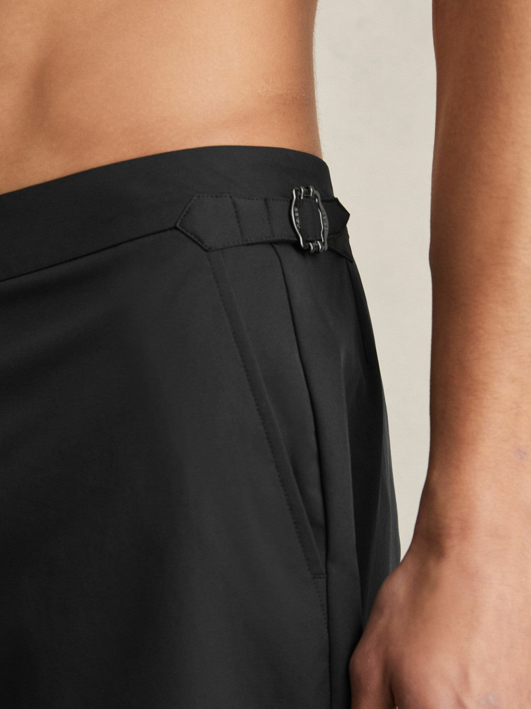 Men Side-Adjuster Swim Shorts in Black