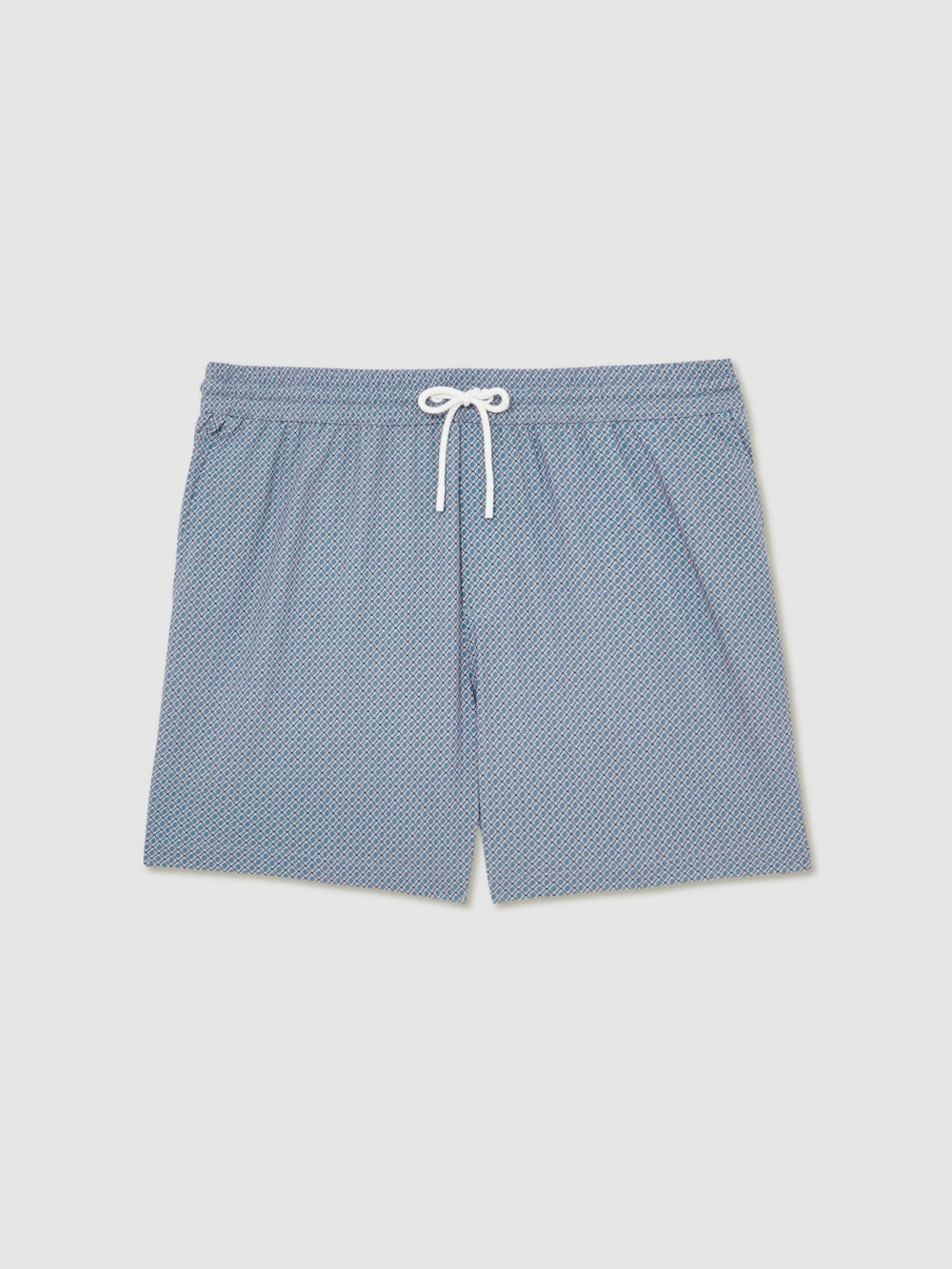 Men Drawstring Geometric Print Swim Shorts in Airforce Blue
