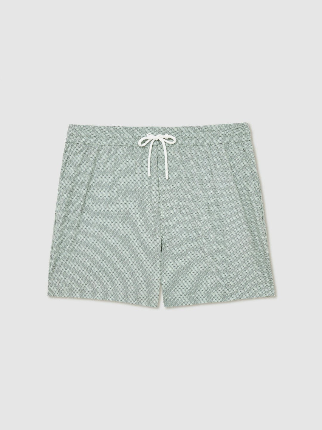 Men Drawstring Geometric Print Swim Shorts in Pistachio Green