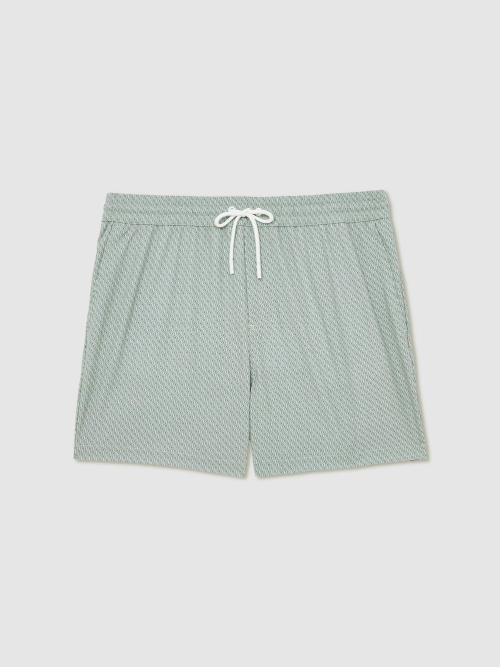 Men Drawstring Geometric Print Swim Shorts in Pistachio Green