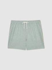 Men Drawstring Geometric Print Swim Shorts in Pistachio Green